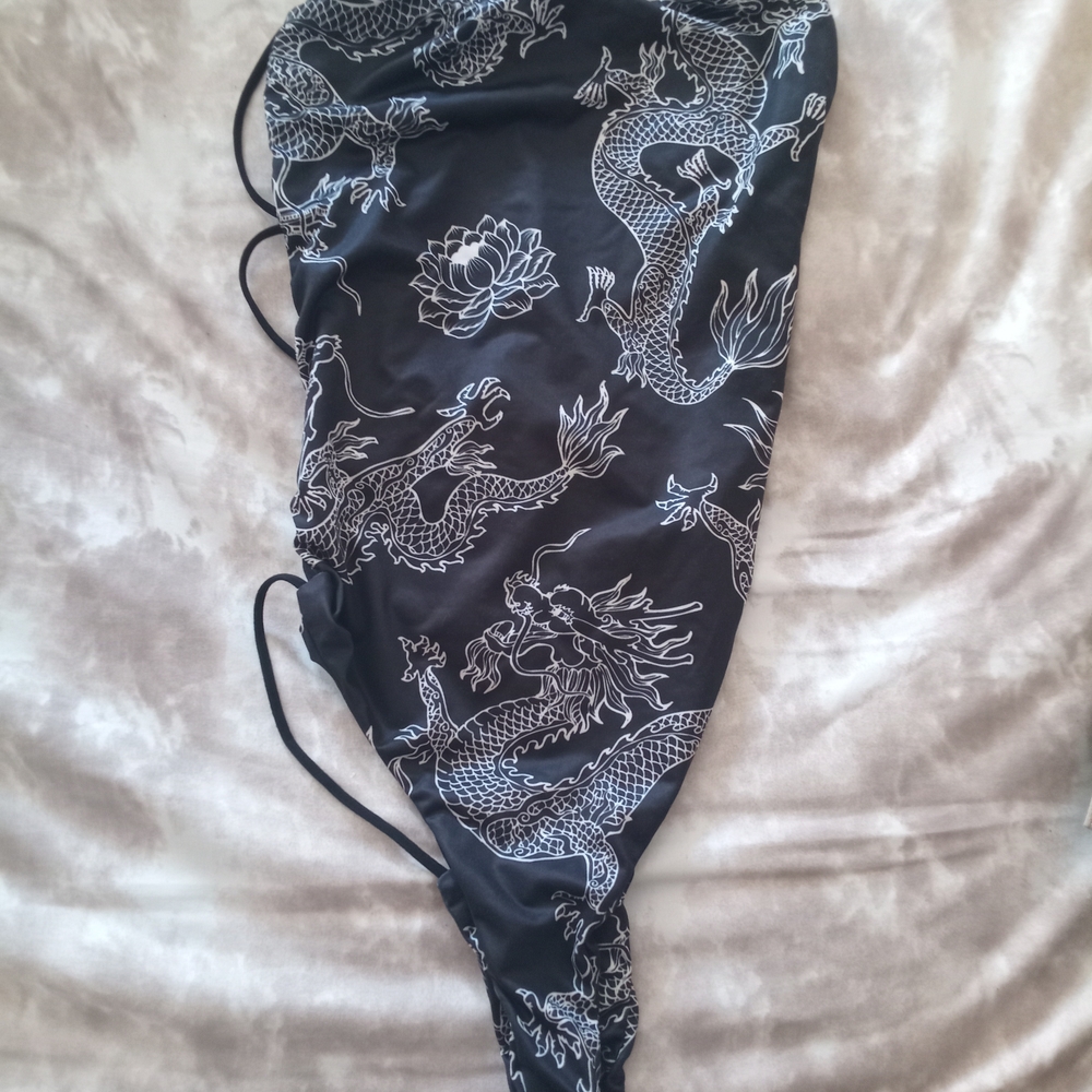 Elegant Black Dragon Print One Piece Swimsuit